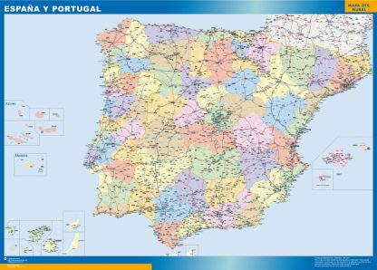 Mapa España básico enmarcado plastificado 