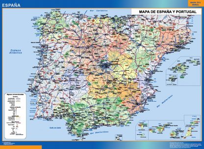 Mapa España simple enmarcado plastificado 