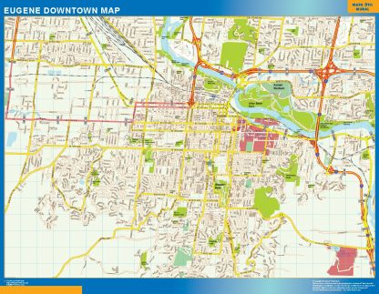 Mapa Eugene downtown enmarcado plastificado 