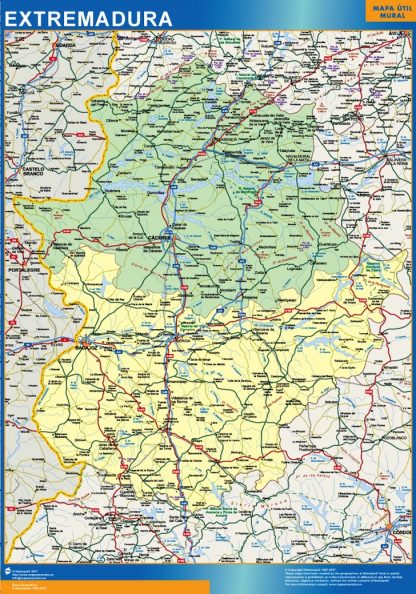 Mapa Extremadura provincias enmarcado plastificado 