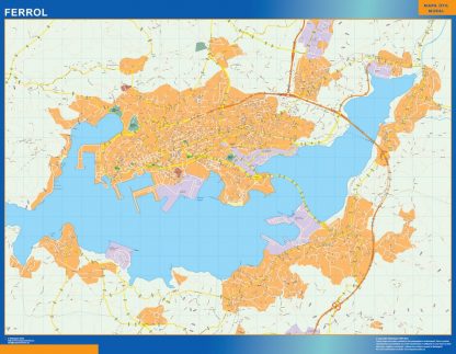 Mapa Ferrol callejero enmarcado plastificado 