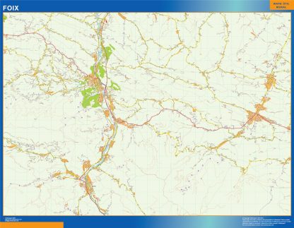 Mapa Foix en Francia enmarcado plastificado 