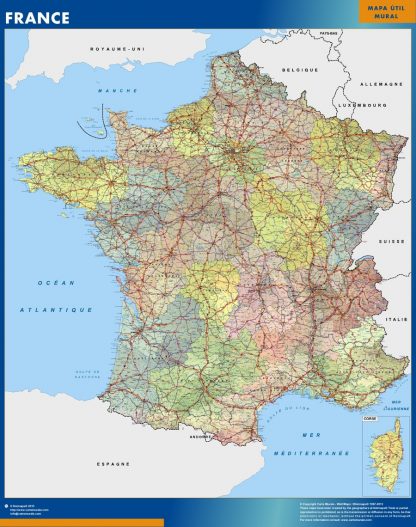 Mapa Francia enmarcado plastificado 