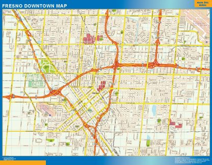 Mapa Fresno downtown enmarcado plastificado 