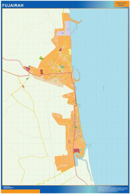 Mapa Fujairah enmarcado plastificado 