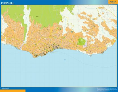 Mapa Funchal en Portugal enmarcado plastificado 