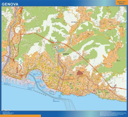 Mapa Genova enmarcado plastificado 