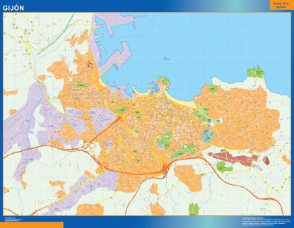 Mapa Gijon callejero enmarcado plastificado 