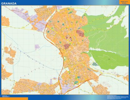 Mapa Granada callejero enmarcado plastificado 