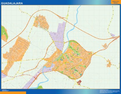 Mapa Guadalajara callejero enmarcado plastificado 