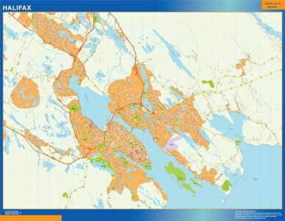 Mapa Halifax en Canada enmarcado plastificado 