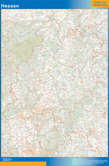 Mapa Hessen enmarcado plastificado 