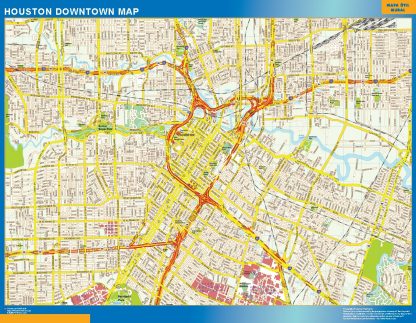 Mapa Houston downtown enmarcado plastificado 