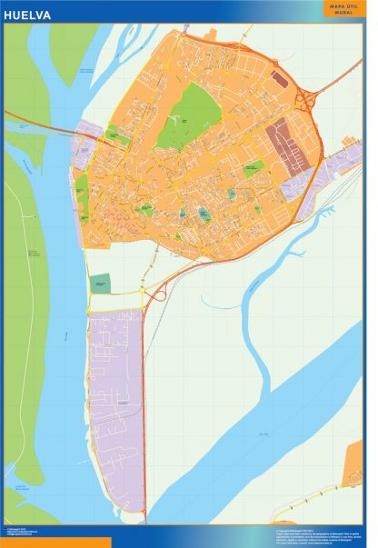 Mapa Huelva callejero enmarcado plastificado 