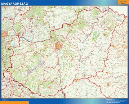 Mapa Hungria enmarcado plastificado 