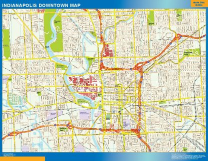 Mapa Indianapolis downtown enmarcado plastificado 