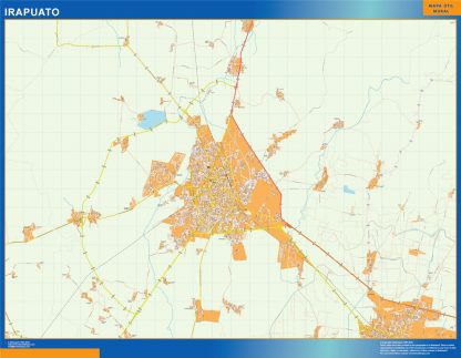 Mapa Irapuato en Mexico enmarcado plastificado 