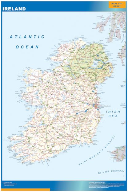 Mapa Irlanda enmarcado plastificado 