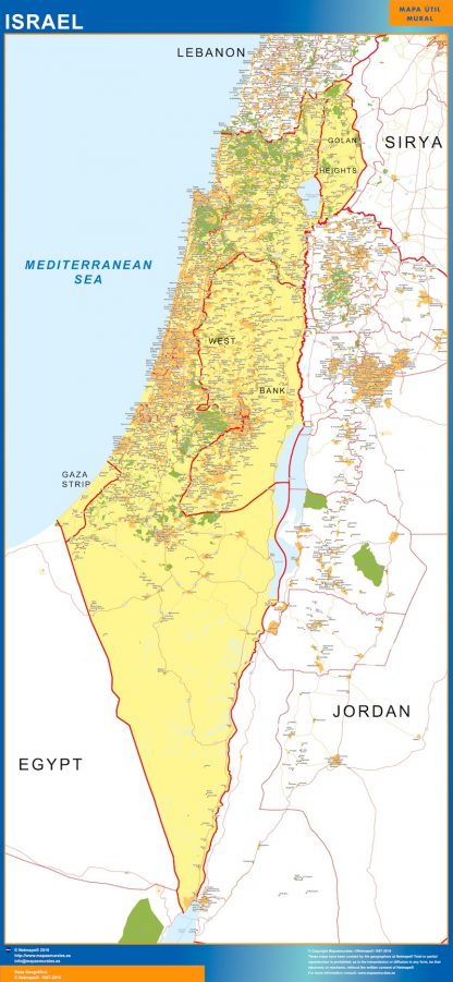 Mapa Israel enmarcado plastificado 