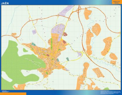 Mapa Jaen callejero enmarcado plastificado 