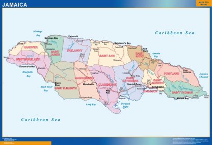 Mapa Jamaica enmarcado plastificado 