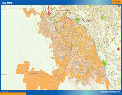 Mapa Juarez en Mexico enmarcado plastificado 