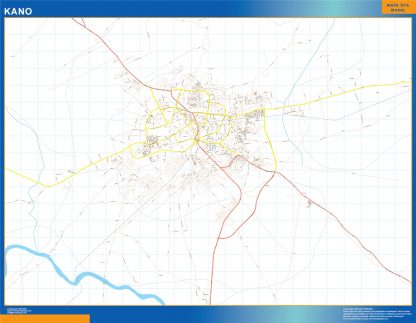 Mapa Kano en Nigeria enmarcado plastificado 