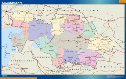 Mapa Kazakhstan enmarcado plastificado 