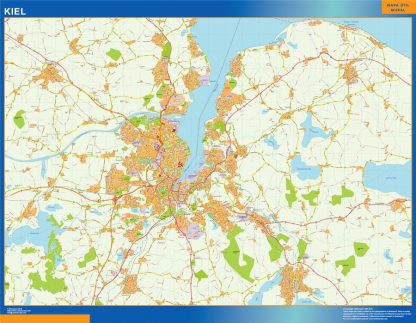 Mapa Kiel en Alemania enmarcado plastificado 