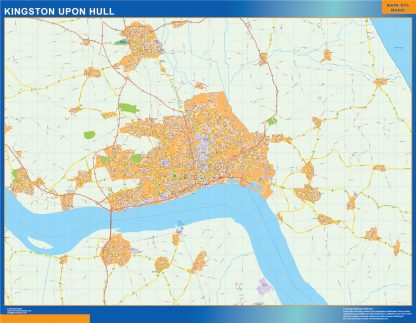 Mapa Kingston Upon Hull enmarcado plastificado 