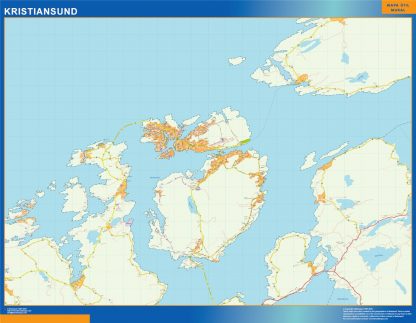 Mapa Kristiansund en Noruega enmarcado plastificado 