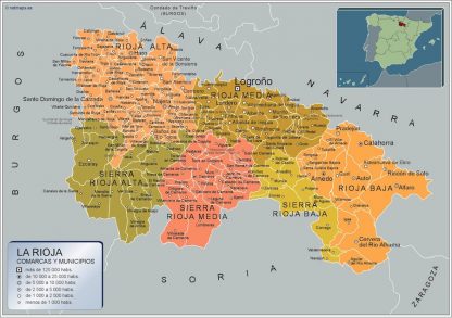 Mapa La Rioja por municipios enmarcado plastificado 