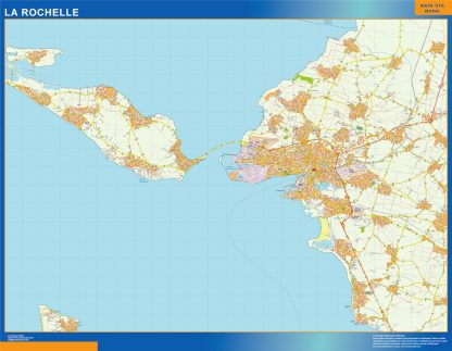 Mapa La Rochelle en Francia enmarcado plastificado 