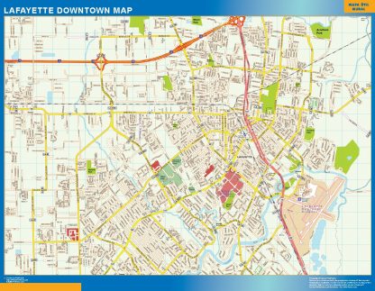 Mapa Lafayette downtown enmarcado plastificado 