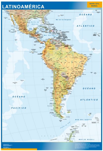 Mapa Latinoamerica enmarcado plastificado 