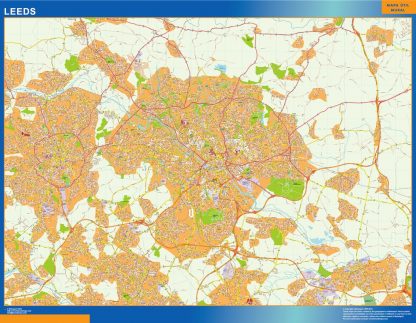 Mapa Leeds enmarcado plastificado 