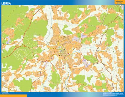 Mapa Leiria en Portugal enmarcado plastificado 