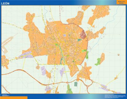 Mapa Leon callejero enmarcado plastificado 