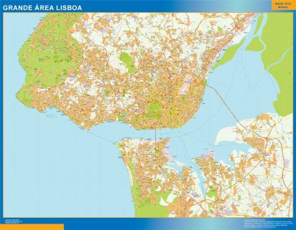 Mapa Lisboa Grande Area en Portugal enmarcado plastificado 