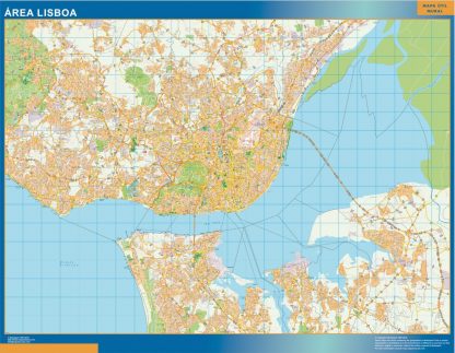 Mapa Lisboa área urbana enmarcado plastificado 