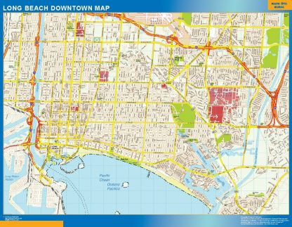 Mapa Long Beach downtown enmarcado plastificado 