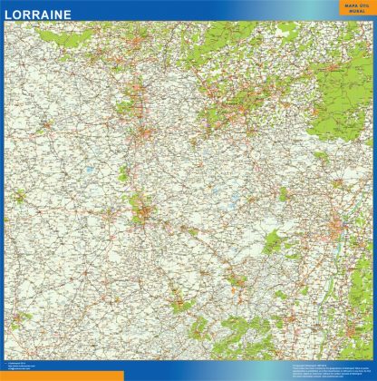 Mapa Lorraine en Francia enmarcado plastificado 