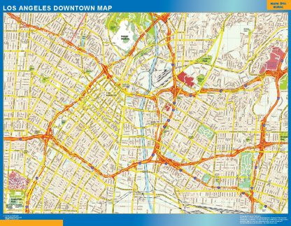 Mapa Los Angeles downtown enmarcado plastificado 