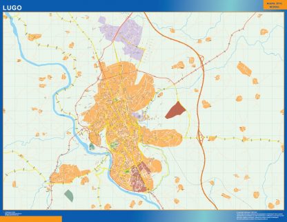 Mapa Lugo callejero enmarcado plastificado 