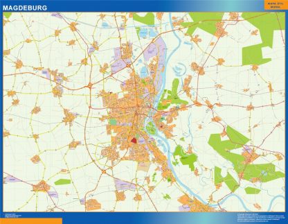 Mapa Magdeburg en Alemania enmarcado plastificado 