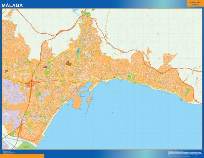 Mapa Malaga callejero enmarcado plastificado 