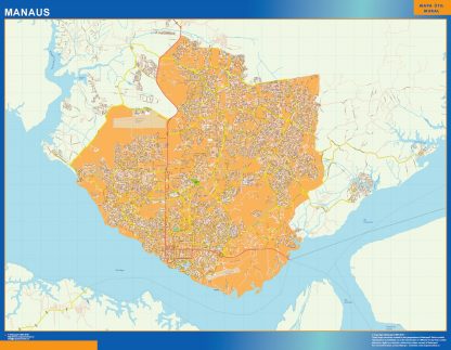 Mapa Manaus Brasil enmarcado plastificado 