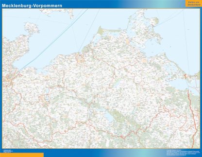 Mapa Mecklenburg-Vorpommern enmarcado plastificado 