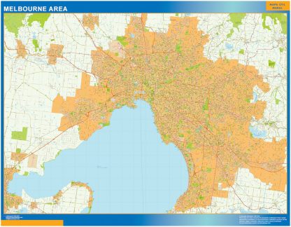 Mapa Melbourne Area Australia enmarcado plastificado 