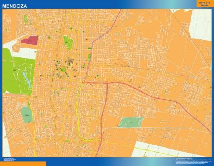 Mapa Mendoza en Argentina enmarcado plastificado 